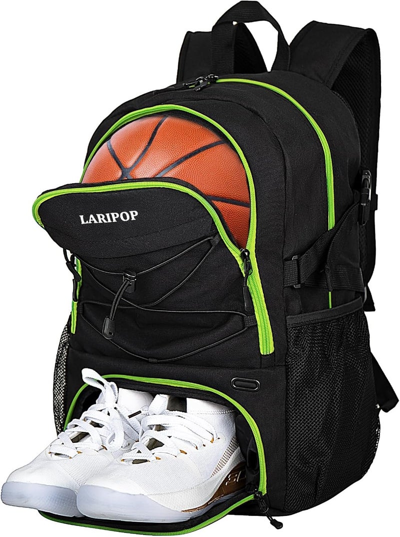 LARIPOP Basketball Bag,Basketball Backpack with Shoe Compartment and Ball Holder,Sport Bags for Soccer,Volleyball,Gym,Travel - Image 1